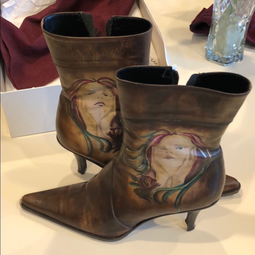 Caiman 3" boot - Leather - Brown - Hand painted
